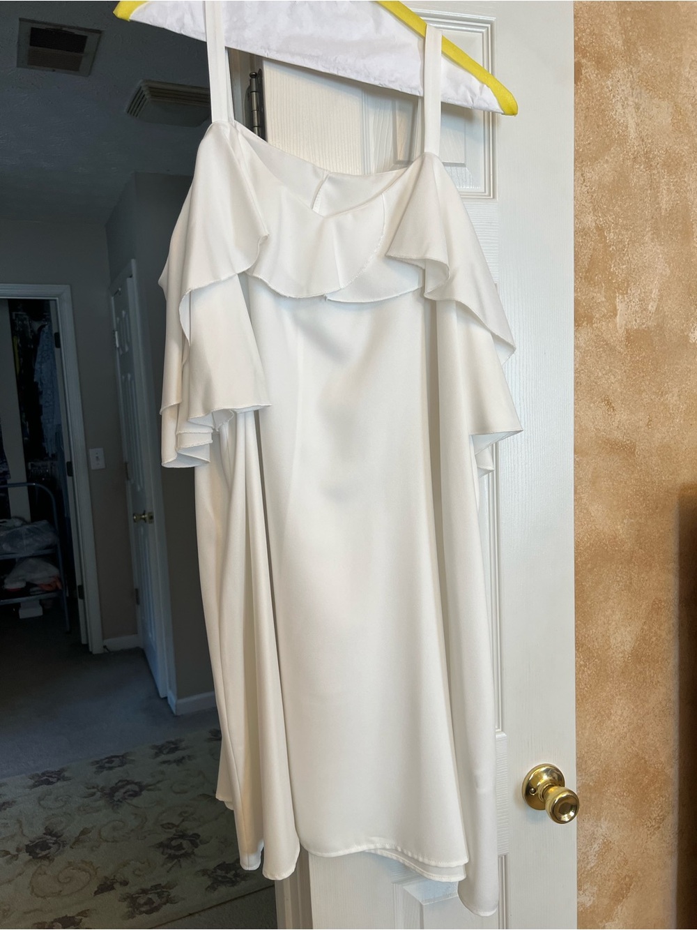 SHEIN White Ruffle Off-Shoulder Dress